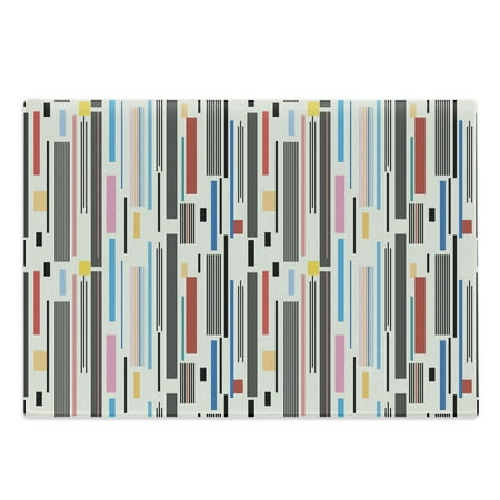 

Abstract Cutting Board Colorful Graphic Pattern of Various Stripes Vintage Creative Composition Grungy Decorative Tempered Glass Cutting and Serving Board Large Size Multicolor by Ambesonne