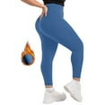 thumbnail image 3 of Dwellite Plus Size Leggings for Women High Waist Tummy Control Leggings Compression Workout Running Pants Blue 2XL, 3 of 5