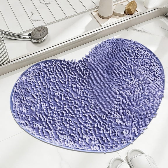 Cagogo Valentine's Day Heart-Shaped Doormat, Wedding Ceremony Entrance Mat, Absorbent Skidproof Bathroom Rug for Couples, Durable Polyester Fiber Non-Slip Floor Carpet