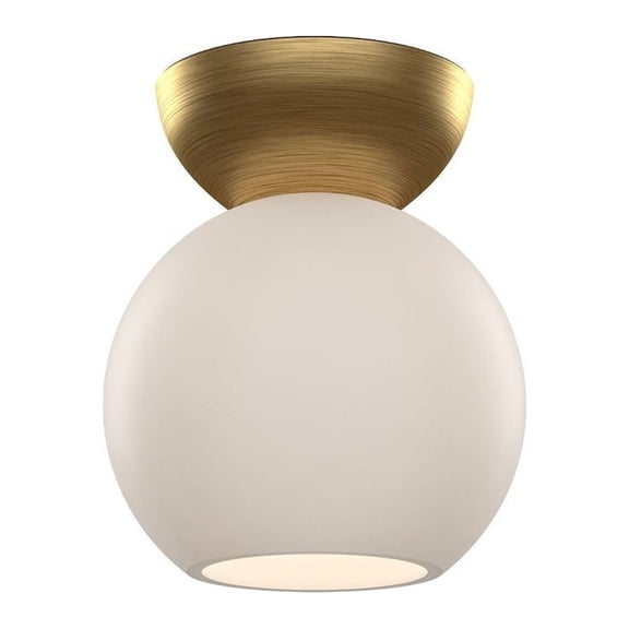 SF59706-BG/OP-Kuzco Lighting-Arcadia - 1 Light Semi-Flush Mount-7 Inches Tall and 6 Inches Wide-Brushed Gold Finish-Opal Glass Color