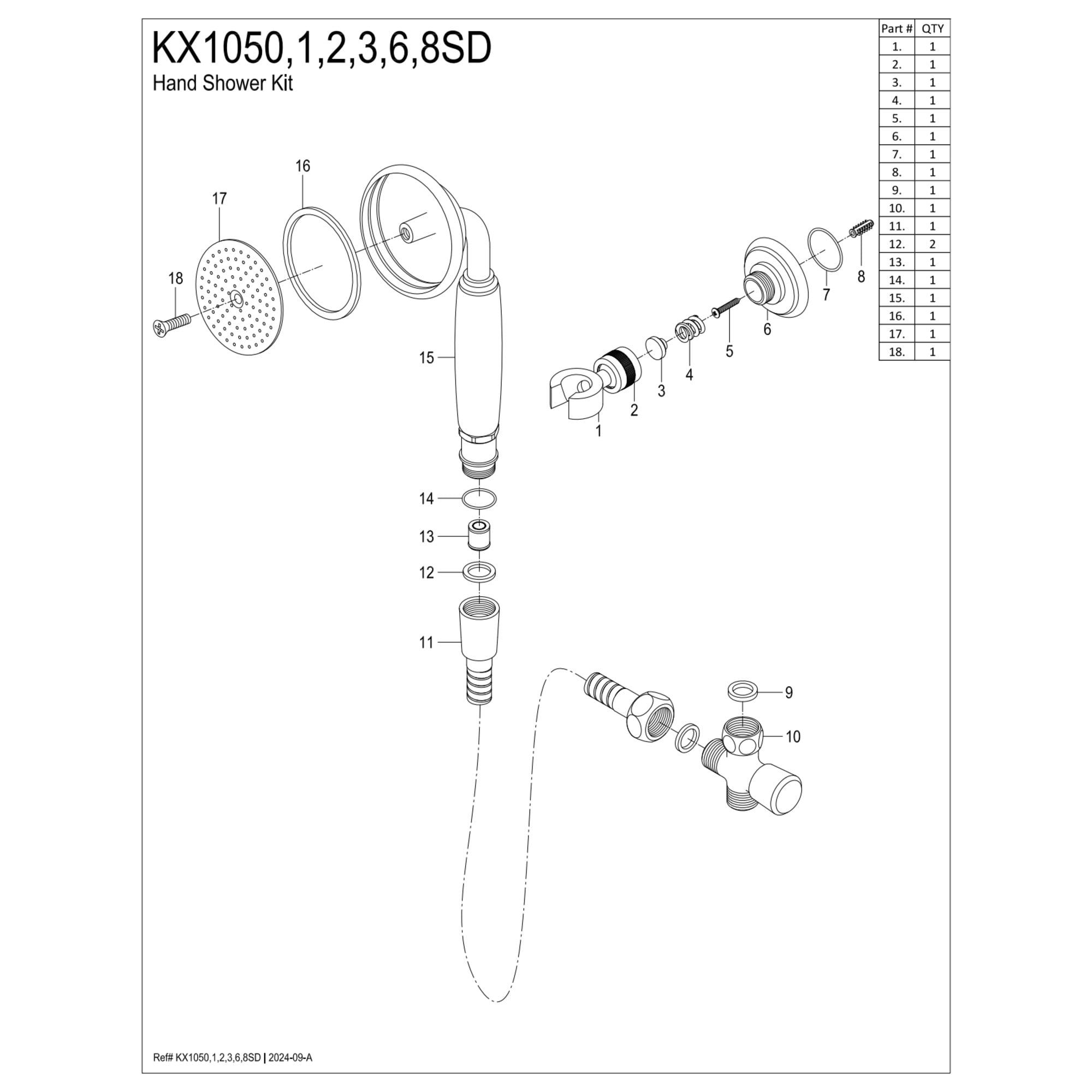 Kingston Brass KX1052SD Victorian Hand Shower Kit, Polished Brass