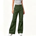 thumbnail image 2 of ClodeEU Women High Waist Flare Leg Cargo Pants,Vintage Casual Slim Bell Bottom Trousers with Pocket Army Green,Women's Plus L, 2 of 8