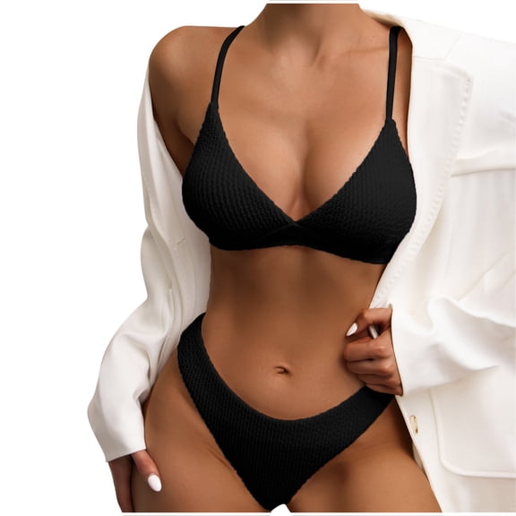 hoksml Supportive Swimsuits for Women,Fashion Women Split Swimsuit Show Waist Solid Color Sexy Bikini