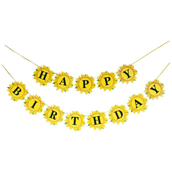 Sunflower Banner, HAPPY BIRTHDAY Garland Sunflower Banner Party Decoration Creative Paper Bunting Banner Birthday Party Decoration