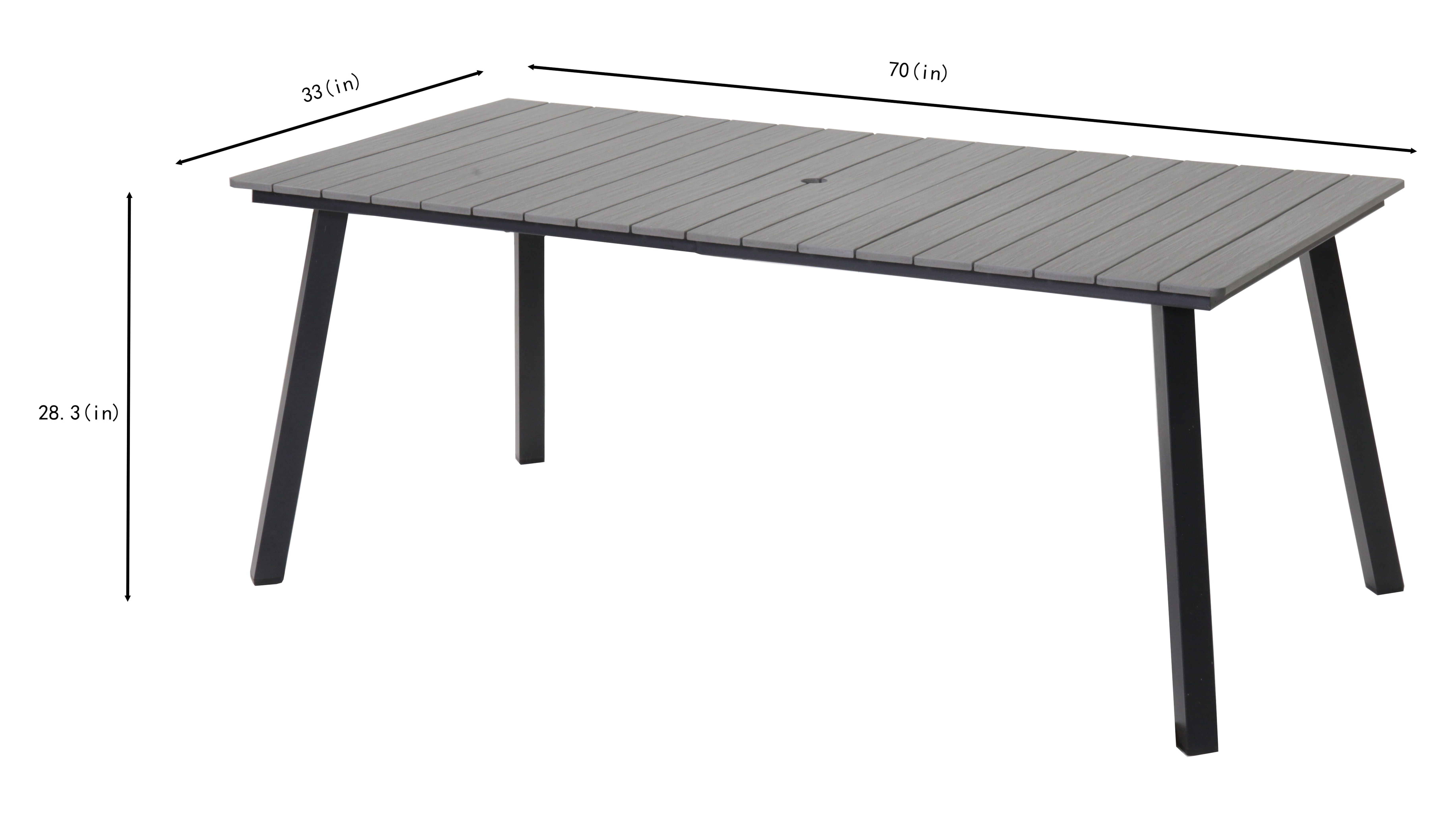 Outdoor Folding Dining Table, Metal Frame Foldable Table for Patio Garden Outdoor Party, Grey