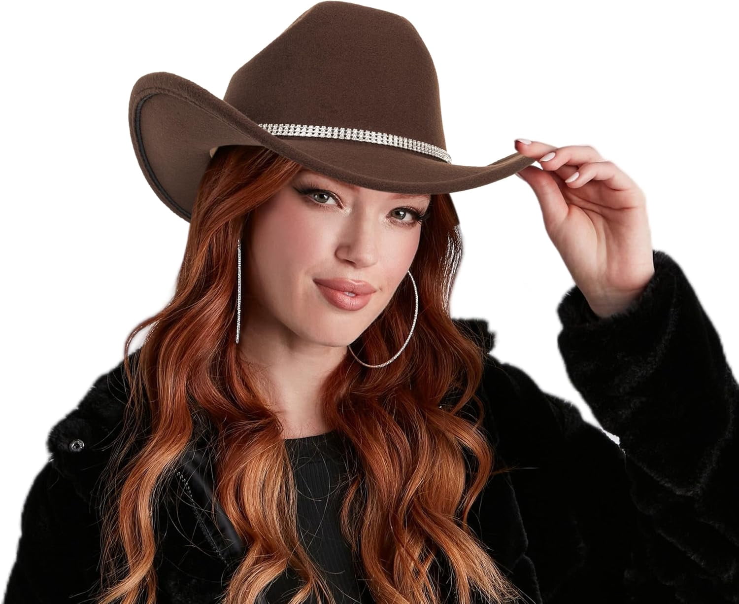 2472 Glitter Silver Black Cowboy Hats For Women - Western Sparkly Rhinestone Crushed Rhinestone Cowgirl Hat. Western Wedding. Country  main image 2