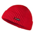 thumbnail image 2 of Men Winter Hat Solid Color Dome Stretchy Dome Knitted Thermal Anti-slip Fall Winter Beanie Outdoor Cycling Work Street Cap, 2 of 8