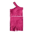 thumbnail image 4 of Womens Workout Sets Solid Color Yoga Suit Quick Drying Gym Outfit Morning Runs Sportswear Hot Pink Womens Fitness Clothing L, 4 of 4