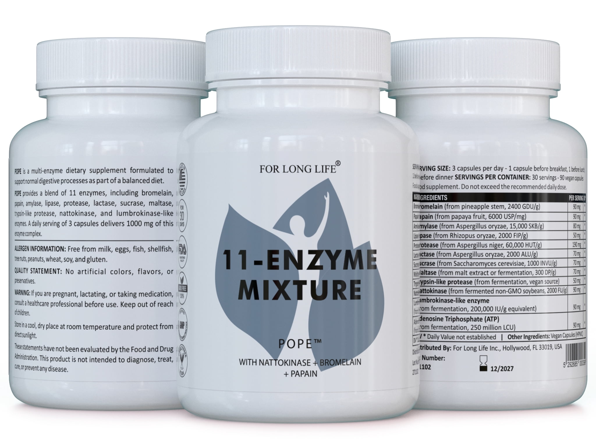 FOR LONG LIFE POWER OF PROTEOLYTHIC | Immune Defense | Regular Strength | Pancreatic Enzymes Digestion for Women and Men - Includes Pancreatic Enzymes