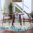 thumbnail image 4 of Summer Marine Life Round Living Room Rugs 5 ft, Ocean Starfish Coral Green Seaweeds Letter Print Washable Area Rug with Non-Slip Sturdy Edge Binding Round Carpet for Entryway Kitchen Bedroom Bathroom, 4 of 9