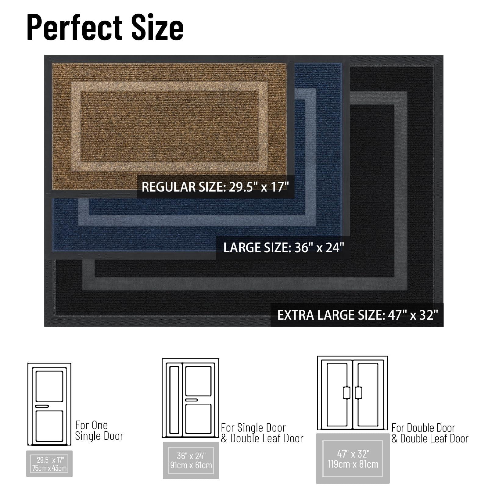 Smiry Door Mats For Inside, Low Profile Dirt Trapper Front Door Rugs, Fade Resistant Doormats For Outdoor Entrance, 36"x24", Beige