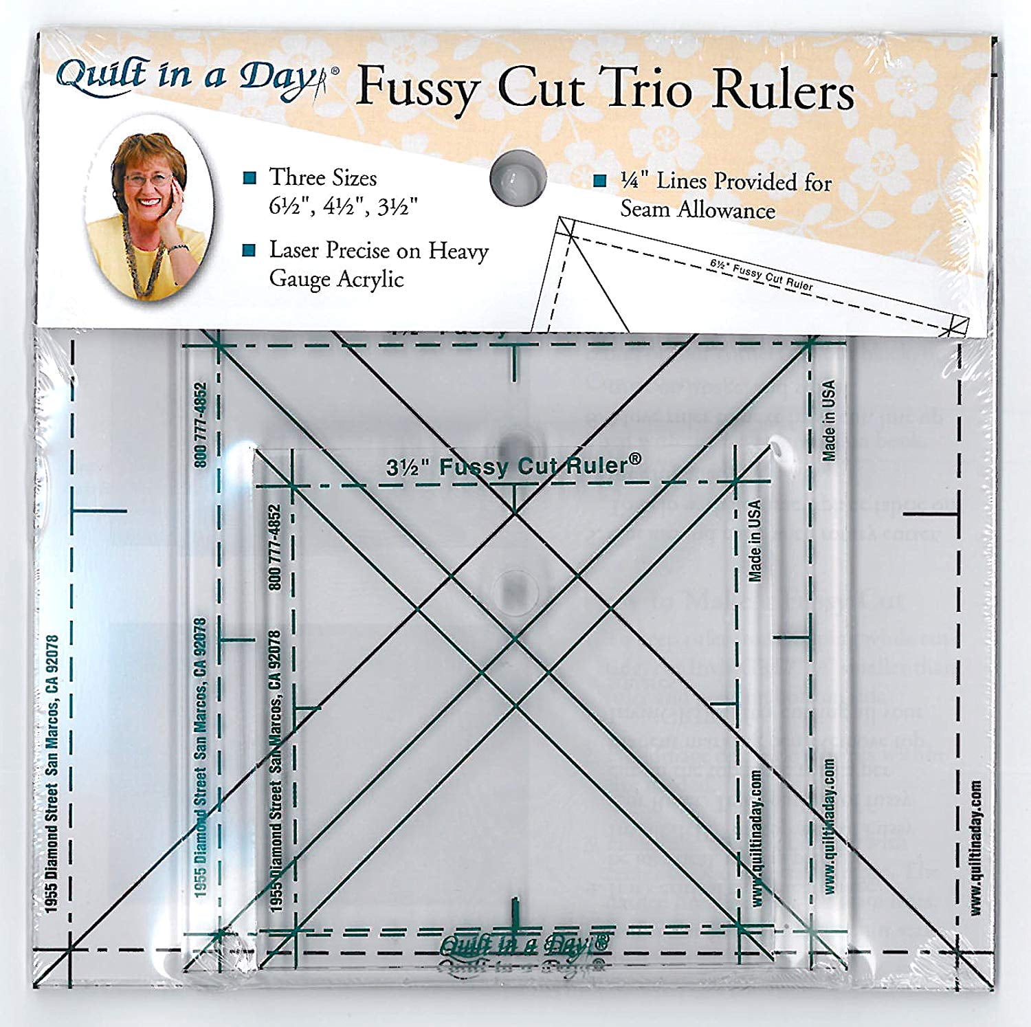 Fussy Cut Trio Rulers by Quilt in a Day Acrylic Rulers Set of 3 Rulers