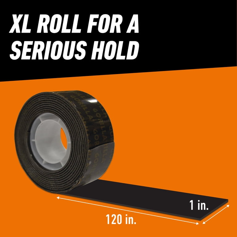 Gorilla Heavy Duty Double-Sided Mounting Tape, Black, 1 in x 120 in photo 6