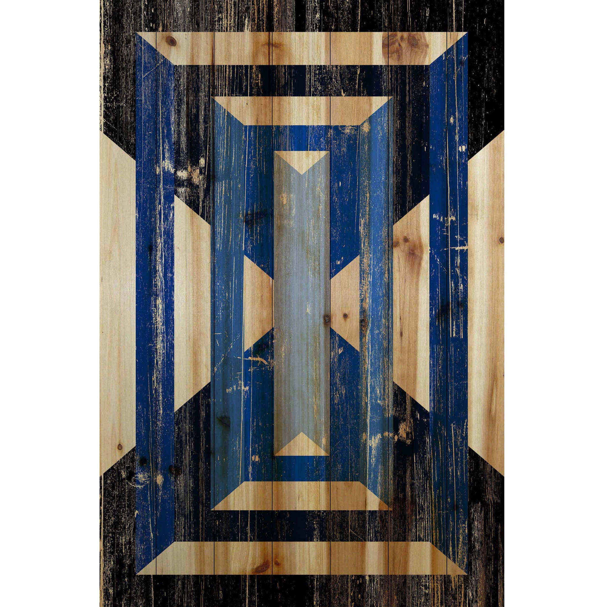 Marmont Hill - "Blue Rectangles" Painting Print on Natural Pine Wood