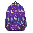 thumbnail image 3 of Dinosaur and Planet Purple Pattern Backpack for School, Cute School Bag with Adjustable Shoulder Straps and Padded Back, 16.9"x12.6"x5.9", 3 of 5