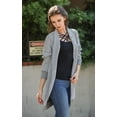thumbnail image 3 of Women checker pattern Sweater knit open front cardigan, 3 of 5