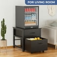 thumbnail image 5 of INFANZIA Mini Fridge Stand with Storage, Beverage Refrigerator Stand Table with Rolling Cabine, 22.1"Lx 23.2"W Solid Wood Heavy Duty Mini Fridge Cabinet for Dorm, Office, Bedroom, Black, 5 of 8