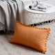 thumbnail image 3 of Paquete de 2 fundas de almohada decorativas lumbares con pompones, juego de fundas de cojín rectangulares de pana suave para sofá, dormitorio, coche, sala de estar, 3 of 8