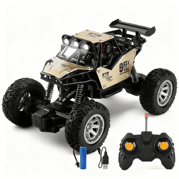 Remote Control Truck for Adults 1/20 Rechargeable RC Car with Alloy Body & LED Multi-Function Lights for Boys Christmas Birthday Gifts(Gold)