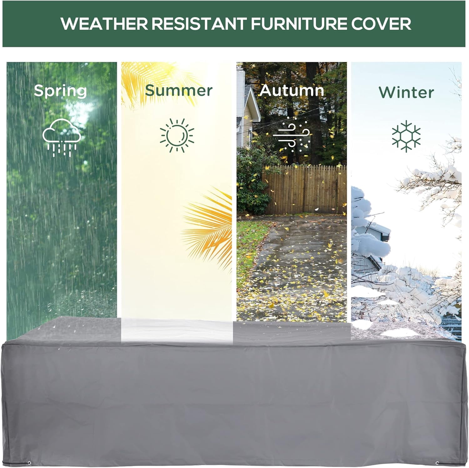 GMNIU 97" x 65" x 26" Heavy Duty Outdoor Sectional Sofa Cover, Waterproof Patio Furniture Cover for Weather Protection, Gray