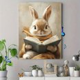 thumbnail image 4 of Qisvanset 12x16 Inch Reading Bunny Canvas Wall Art, Soft Tone Animal Art Neutral Style Kids Playroom Decor, 4 of 8