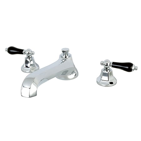 Kingston Brass Duchess Roman Tub Filler With Black Porcelain Lever Handle, Chrome