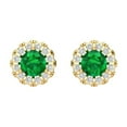 thumbnail image 3 of 0.8808 ct Screw-Back Stud Earrings for Women | 4.5mm Round Cut Simulated Emerald | 18K Yellow Gold, 3 of 5
