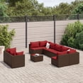 thumbnail image 1 of vidaXL Ensemble de Canapé de Jardin 10 Pcs avec Coussins, Brun, en Rotin Poly, 1 of 5