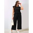 thumbnail image 4 of Two Piece Sets for Women Summer Vacation Outfits Cap Sleeve Tops Lounge Matching Sets Clothing Black XL, 4 of 9