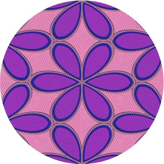 Ahgly Company Machine Washable Indoor Round Transitional Neon Purple Area Rugs, 3' Round