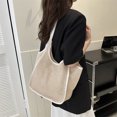 thumbnail image 2 of Bolso de hombro para mujer Bolso tejido Patchwork Gran contraste Color Totes Blanco FLhrweasw Nuevo, 2 of 8