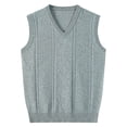 thumbnail image 2 of FRSASU Men's Jacquard Textured Sleeveless Sweater Vest Lightweight Classic V-Neck Cotton Warm Vest Pullover for Dad Husband Light Gray, 2 of 4