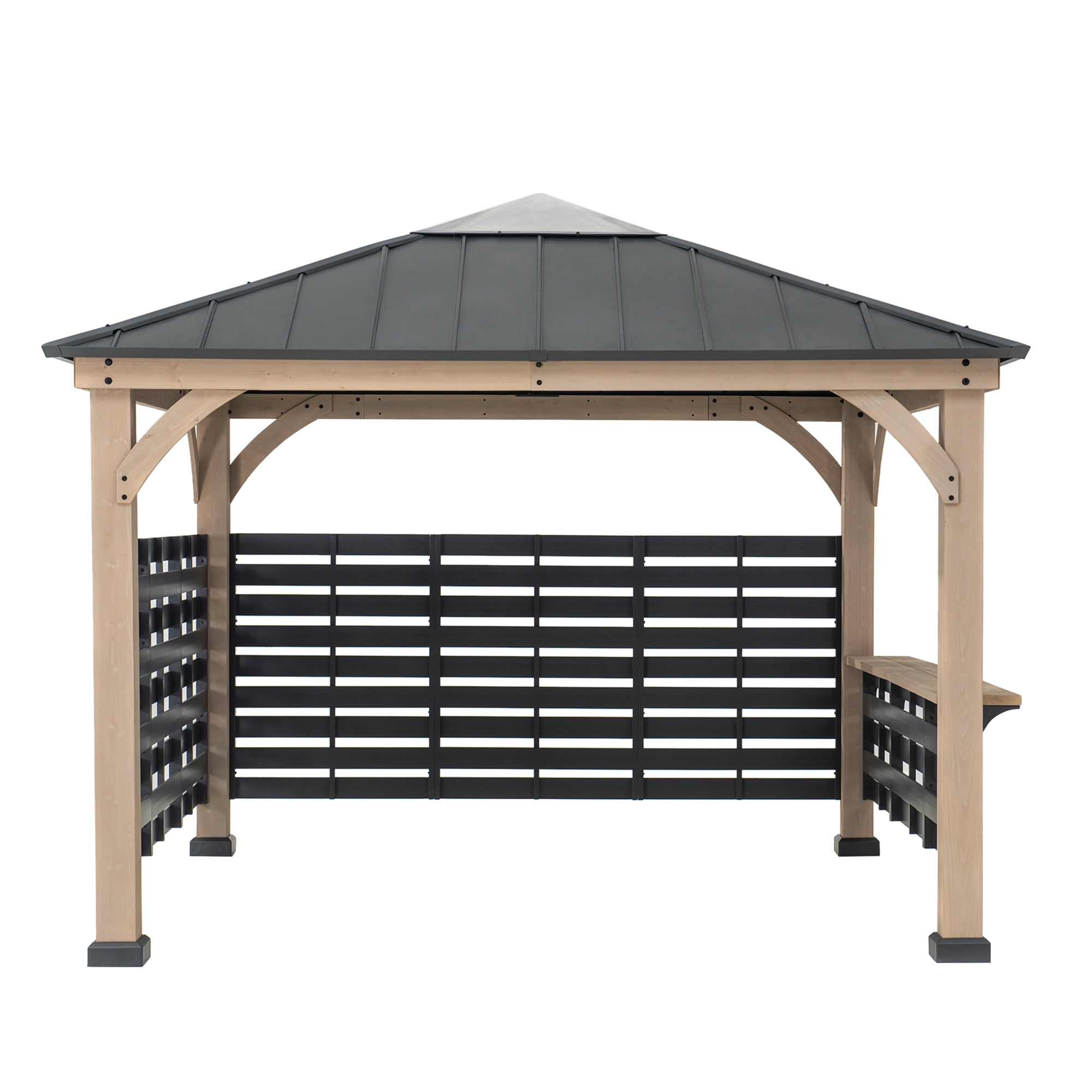 Sunjoy 11 ft. x 11 ft. Cameron Cedar Wood Framed Hot Tub Gazebo with Steel and Polycarbonate