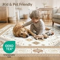 thumbnail image 4 of ODIKA 8'x10' Washable Area Rug Durable, Non-Slip Beige Large Boho Geometric Lattice Border Neutral Dining for Living Room, Under Sectional, Family, 4 of 7