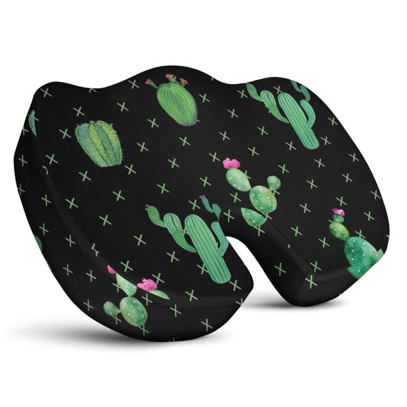 Premium Cactus Pattern Memory Foam Seat Cushion Ergonomic Chair Pad for Office Chair, Car, Airplane & Bleachers Sciatica, Tailbone Hip & Back Pain Relief - Chair Cushion for Long Office Workers.