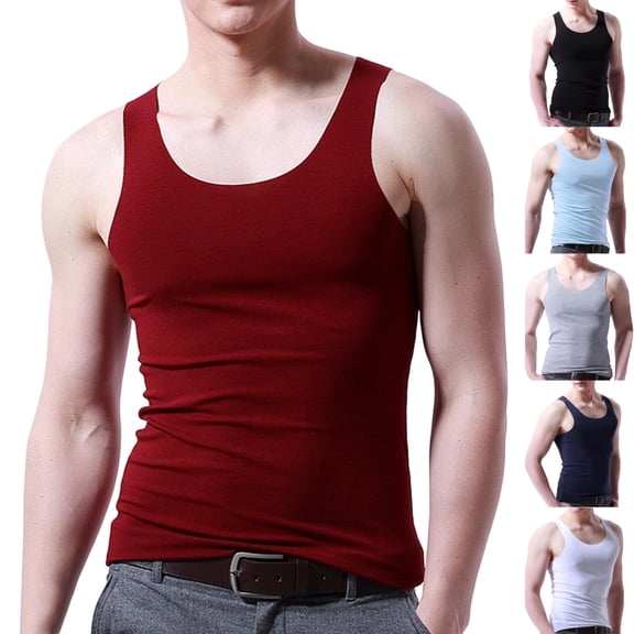 SGFCWSX Mens Tank Tops Seamless Slim Fit Ice Silk Sleeveless Shirts Breathable Quick Dry Tops for Workout Gym Everyday Wear Wine Size 5XL
