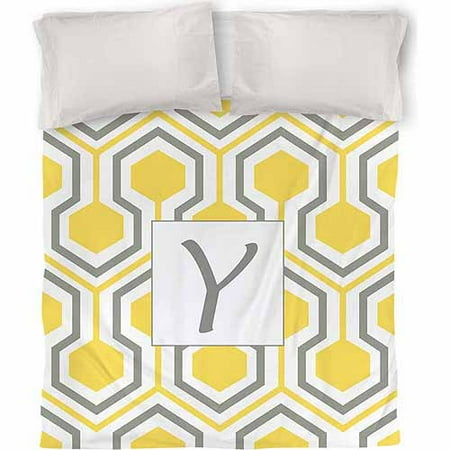 IDG Honeycomb Monogram Duvet Cover, Yellow