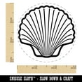 thumbnail image 2 of Scallop Seashell Beach Shell Self-Inking Rubber Stamp Ink Stamper - Yellow Ink - Small 3/4 Inch, 2 of 7