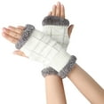 thumbnail image 5 of 1 Pair Women Winter Warm Knit Fingerless Gloves Hand Thumbhole Arm Warmers Mittens, 5 of 7