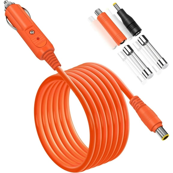 ABPETE 14AWG Car Charging Cable for Jackery Portable Power Station Explorer 3000 2000 1500 1000 880 550 500 300 290 240 160 Jackery Accessories Cigarette Lighter Charger DC Adapter Cord 2M - Orange