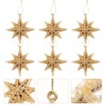 thumbnail image 3 of 6 Pcs Christmas Decorations Exquisite Eight-pointed Star Pendants Decorations (Golden), 3 of 8