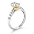 thumbnail image 3 of Gem Stone King 925 Sterling Silver and 10K Yellow Gold Sky Blue Aquamarine Solitaire Engagement Ring for Women (1.20 Cttw, Oval 8X6MM, Gemstone March Birthstone, Available in Size 5, 6, 7, 8, 9), 3 of 4