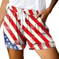 thumbnail image 1 of Aayomet Women's Shorts Drawstring Shorts Summer Elastic Belt Shorts Pockets (Red, S), 1 of 4