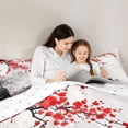 thumbnail image 4 of Homewish Peach Blossom 7pcs Bedding Comforter Set,Ink Painting Artistic Queen Bedding Sets,Red White Gray Queen Sheet Sets For Girls Kids,Ultra Soft Home Decor Reversible, 4 of 8