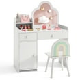 thumbnail image 2 of Costway Kids Vanity Table and Chair Set with Cloud-shaped Mirror Open Shelf Storage Drawers White, 2 of 10