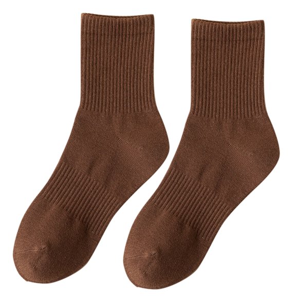 Fgnfyis Couples Spring Summer Tube Solid Color Socks for Men and Women Sweat Absorbent Breathable Sports Coffee