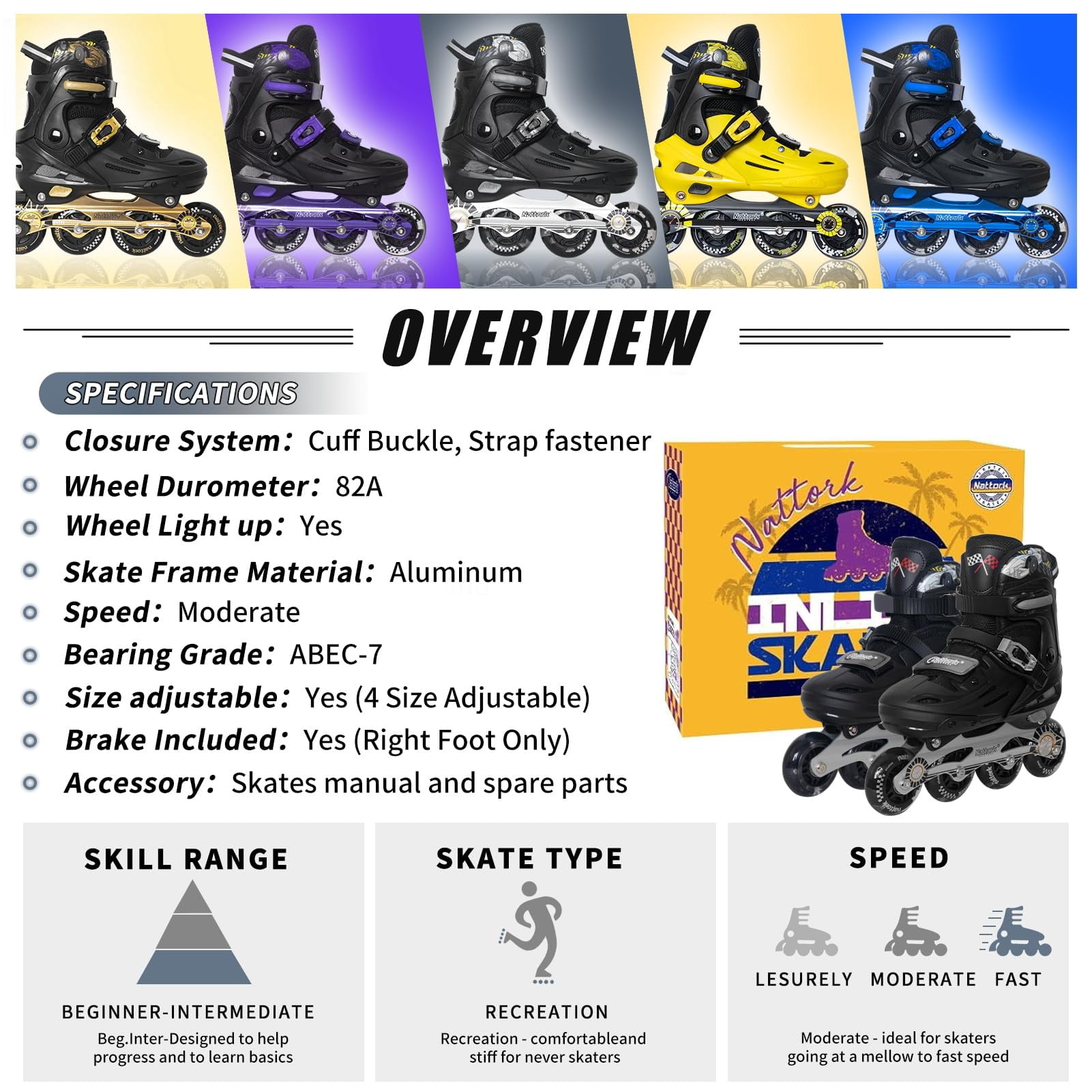MammyGol Inline Skates for Boys and Girls Youth, 4 Size Adjustable Roller Skates with PU Flashing Whees Inline Skates High Performance for Kids Age 8-12 Silver