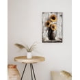 thumbnail image 3 of VELVET Sunflower Pictures Farmhouse Wall Art: Rustic Sunflower Paintings Canvas Wall Art for Kitchen,Yellow Sunflowers Vintage Poster Hanging Country Wall Decor for Home Living Room 16x20inch Framed, 3 of 7