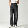 thumbnail image 7 of Straight Leg Jeans for Women, Full Length Mid Elastic Waist Pull on Jeans, Stretchy Two Pockets Front Denim Pants, Casual Daily Wear | VerBelle,Dark Gray M, 7 of 7