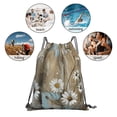 thumbnail image 6 of Leisure Draw String Mouth Backpack 16 X 14 Woven Band Durable Not Easy To Fall Off In Travel Portable Draw String Design Turquoise Wood Farmhouse Sunflowers (5), 6 of 8